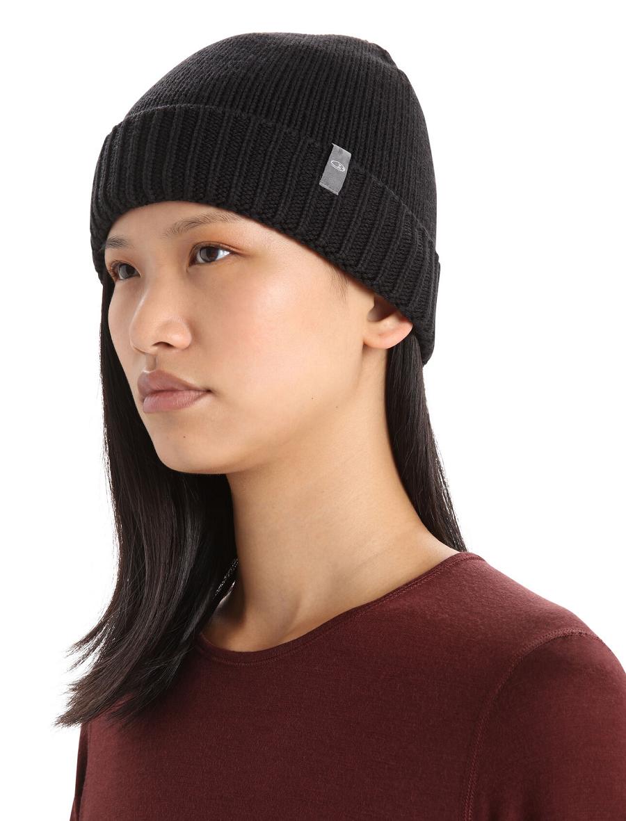 Czapki Icebreaker Unisex Merino Vela Cuff Beanie Damskie Czarne | PL 1472MQZA